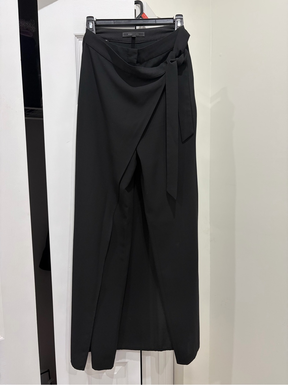 BCBGMaxAzria Black Wrap-Front Wide Leg Pants with Side Tie Size XXS